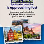 Study in Sweden – January 2027 Intake is Now Open!